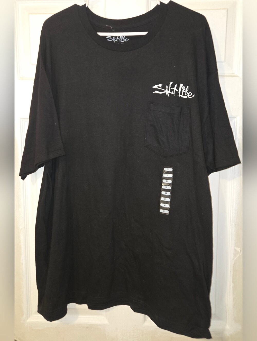 Salt Life Black Short-Sleeve Pocket Tee with White Logo